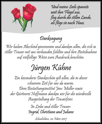 Traueranzeige von Jürgen Kühne von Super Sonntag SGH Mansf. Land