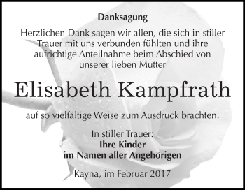 Traueranzeige von Elisabeth Kampfrath von Super Sonntag Zeitz