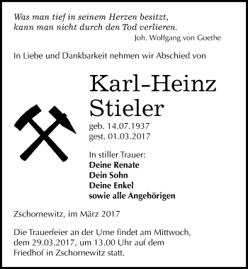Traueranzeige von Karl-Heinz Stieler von Mitteldeutsche Zeitung Wittenberg