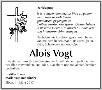 Traueranzeige von Alois Vogt von Super Sonntag SGH Mansf. Land