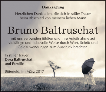 Traueranzeige von Bruno Baltruschat von Mitteldeutsche Zeitung Bitterfeld