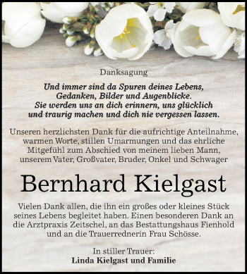 Traueranzeige von Bernhard Kielgast von Super Sonntag SGH Mansf. Land