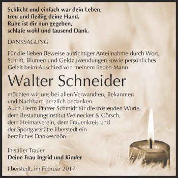 Traueranzeige von Walter Schneider von Super Sonntag Bernburg