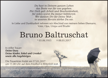 Traueranzeige von Bruno Baltruschat von Mitteldeutsche Zeitung Bitterfeld