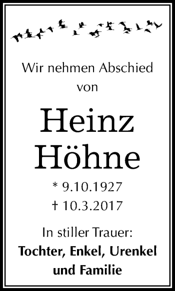 Traueranzeige von Heinz Höhne von Mitteldeutsche Zeitung Halle/Saalkreis