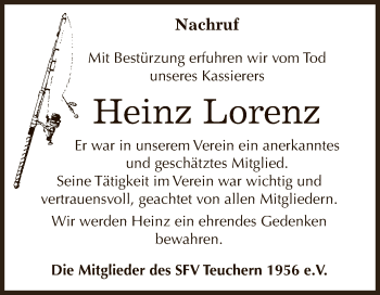 Traueranzeige von Heinz Lorenz von WVG - Wochenspiegel NMB / WSF / ZTZ