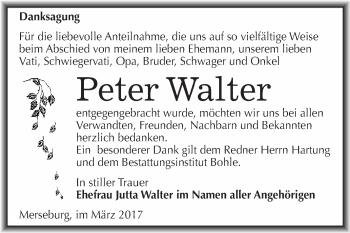 Traueranzeige von Peter Walter von Super Sonntag Halle
