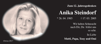 Traueranzeige von Anika Steindorf von Mitteldeutsche Zeitung Halle/Saalkreis