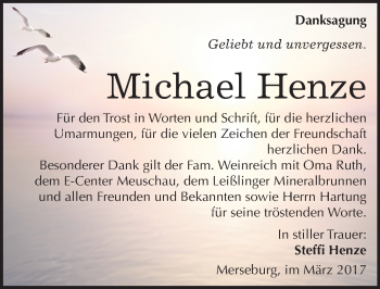 Traueranzeige von Michael Henze von Mitteldeutsche Zeitung Merseburg/Querfurt
