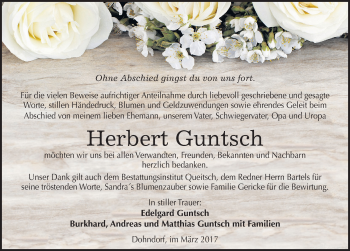 Traueranzeige von Herbert Guntsch von Mitteldeutsche Zeitung Köthen