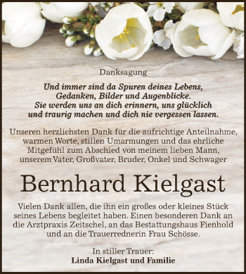 Traueranzeige von Bernhard Kielgast von Super Sonntag SGH Mansf. Land
