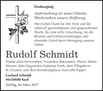 Traueranzeige von Rudolf Schmidt von WVG - Wochenspiegel Bitterfeld