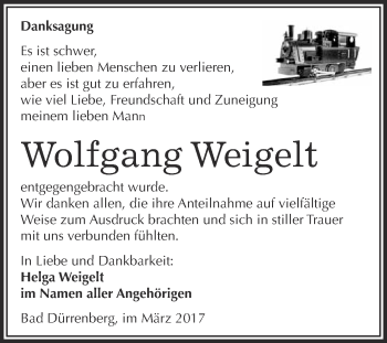 Traueranzeige von Wolfgang Weigelt von Super Sonntag Halle