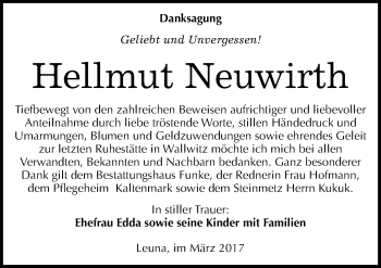 Traueranzeige von Hellmut Neuwirth von Mitteldeutsche Zeitung Merseburg/Querfurt