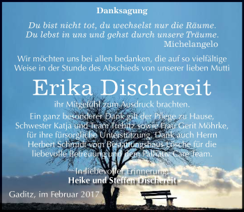Traueranzeige von Erika Dischereit von Mitteldeutsche Zeitung Wittenberg