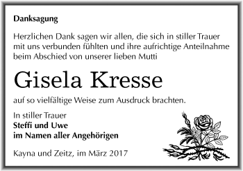Traueranzeige von Gisela Kresse von Mitteldeutsche Zeitung Zeitz