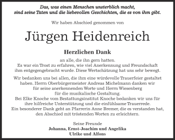 Traueranzeige von Jürgen Heidenreich von LALN,LMLA