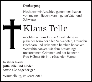 Traueranzeige von Klaus Telle von Super Sonntag SGH Mansf. Land