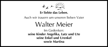 Traueranzeige von Walter Meier von Mitteldeutsche Zeitung Halle/Saalkreis