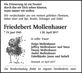 Traueranzeige von Friedebert Mollenhauer von WVG - Wochenspiegel Quedlinburg