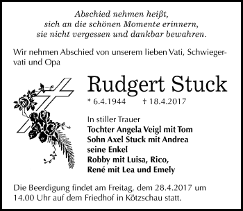 Traueranzeige von Rudgert Stuck von Mitteldeutsche Zeitung Merseburg/Querfurt