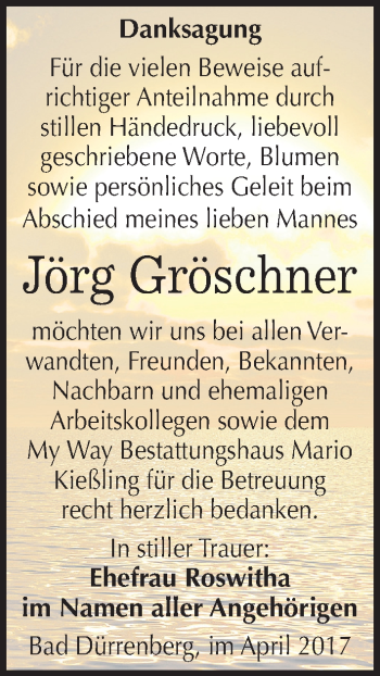 Traueranzeige von Jörg Gröschner von Mitteldeutsche Zeitung Merseburg/Querfurt