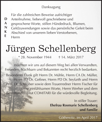 Traueranzeige von Jürgen Schellenberg von Mitteldeutsche Zeitung Weißenfels