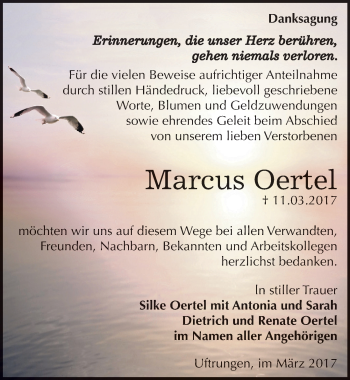 Traueranzeige von Marcus Oertel von Mitteldeutsche Zeitung Sangerhausen