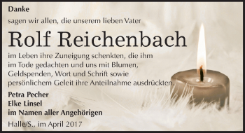 Traueranzeige von Rolf Reichenbach von Mitteldeutsche Zeitung Halle/Saalkreis