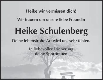 Traueranzeige von Heike Schulenberg von WVG - Wochenspiegel Quedlinburg