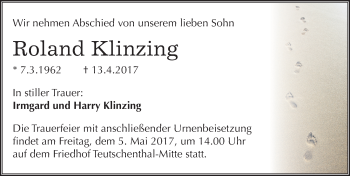 Traueranzeige von Roland Klinzing von Mitteldeutsche Zeitung Halle/Saalkreis