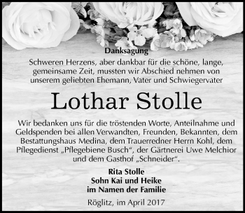 Traueranzeige von Lothar Stolle von Mitteldeutsche Zeitung Merseburg/Querfurt