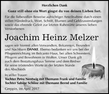 Traueranzeige von Joachim Heinz Melzer von Mitteldeutsche Zeitung Bitterfeld
