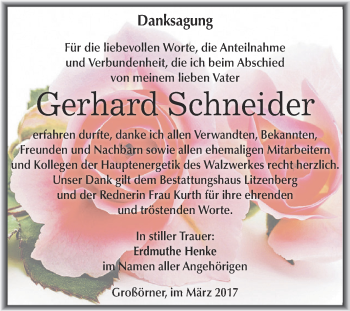 Traueranzeige von Gerhard Schneider von Super Sonntag SGH Mansf. Land
