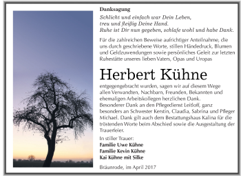 Traueranzeige von Herbert Kühne von Super Sonntag SGH Mansf. Land