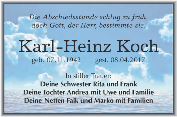 Traueranzeige von Karl Heinz Koch von Super Sonntag Merseburg