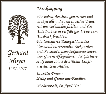 Traueranzeige von Gerhard Hoyer von Super Sonntag SGH Mansf. Land