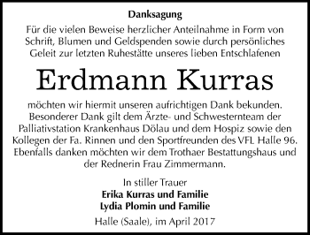 Traueranzeige von Erdmann Kurras von Mitteldeutsche Zeitung Halle/Saalkreis