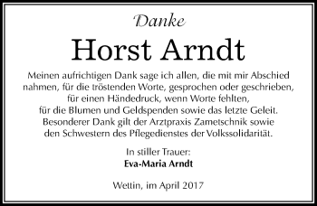 Traueranzeige von Horst Arndt von Mitteldeutsche Zeitung Halle/Saalkreis