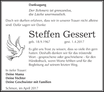 Traueranzeige von Steffen Gessert von Super Sonntag Merseburg