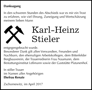 Traueranzeige von Karl-Heinz Stieler von Mitteldeutsche Zeitung Wittenberg