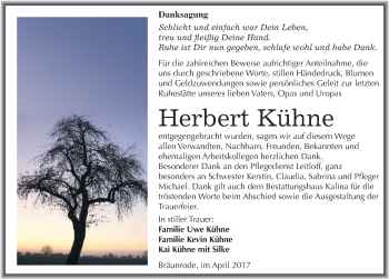 Traueranzeige von Herbert Kühne von Mitteldeutsche Zeitung Mansfelder Land