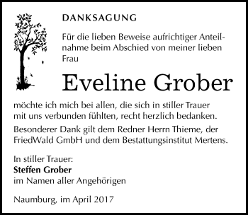 Traueranzeige von Eveline Grober von Mitteldeutsche Zeitung