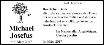 Traueranzeige von Michael Josefus von Mitteldeutsche Zeitung Halle/Saalkreis