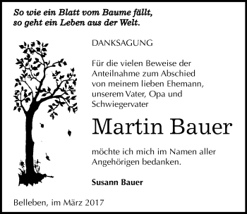 Traueranzeige von Martin Bauer von Mitteldeutsche Zeitung Bernburg