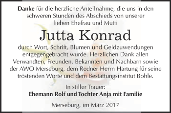 Traueranzeige von Jutta Konrad von Super Sonntag Halle