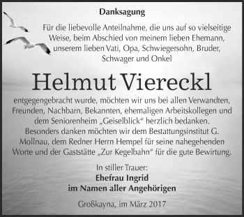 Traueranzeige von Helmut Viereckl von Super Sonntag Halle