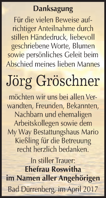 Traueranzeige von Jörg Gröschner von WVG - Wochenspiegel Merseburg