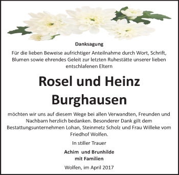 Traueranzeige von Rosel Burghausen von Mitteldeutsche Zeitung Bitterfeld