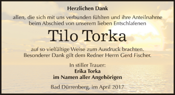 Traueranzeige von Tilo Torka von Mitteldeutsche Zeitung Merseburg/Querfurt
